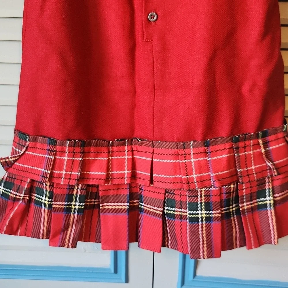 Jacadi Paris Red Wool Plaid Pleated Dress